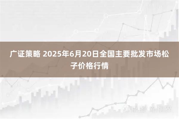 广证策略 2025年6月20日全国主要批发市场松子价格行情